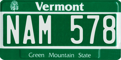 VT license plate NAM578