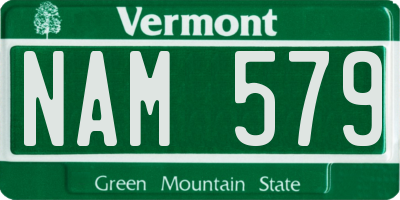 VT license plate NAM579