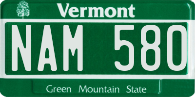 VT license plate NAM580
