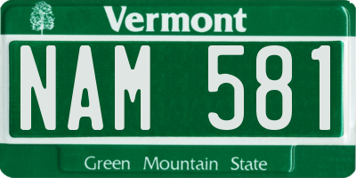 VT license plate NAM581
