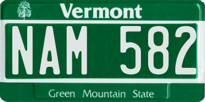 VT license plate NAM582