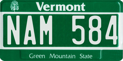 VT license plate NAM584