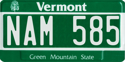 VT license plate NAM585