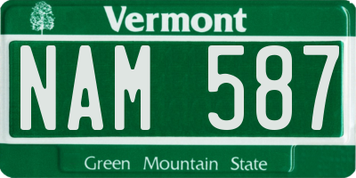 VT license plate NAM587