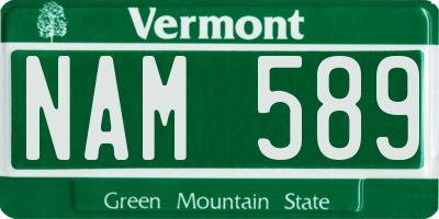 VT license plate NAM589