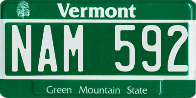 VT license plate NAM592