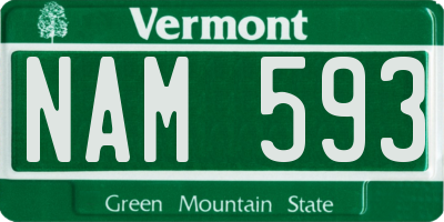 VT license plate NAM593