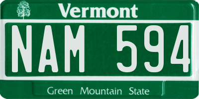 VT license plate NAM594