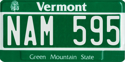VT license plate NAM595