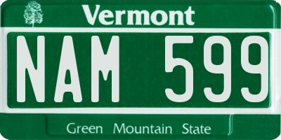 VT license plate NAM599