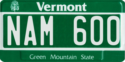 VT license plate NAM600