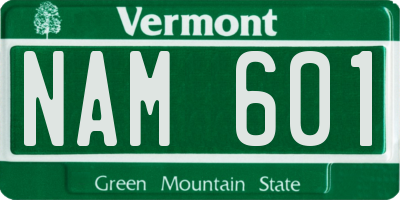 VT license plate NAM601