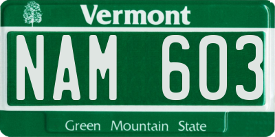 VT license plate NAM603