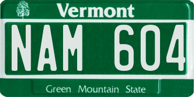 VT license plate NAM604