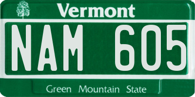 VT license plate NAM605