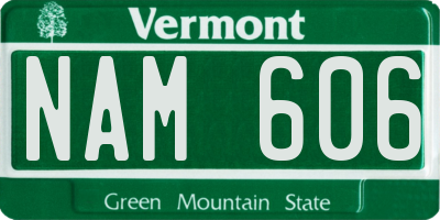 VT license plate NAM606