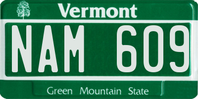 VT license plate NAM609