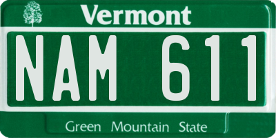 VT license plate NAM611