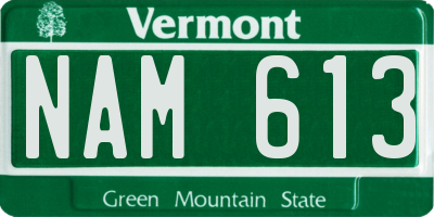 VT license plate NAM613