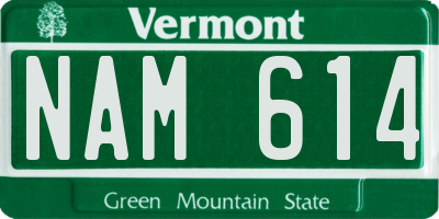 VT license plate NAM614