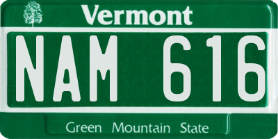 VT license plate NAM616