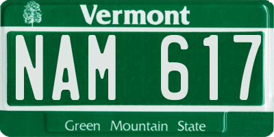 VT license plate NAM617