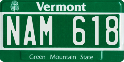 VT license plate NAM618