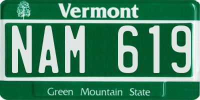 VT license plate NAM619