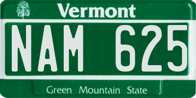 VT license plate NAM625
