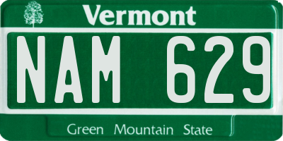VT license plate NAM629