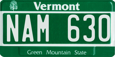 VT license plate NAM630