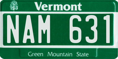 VT license plate NAM631