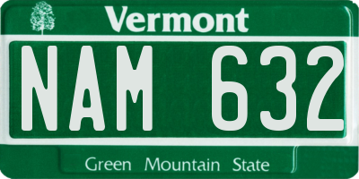 VT license plate NAM632