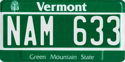 VT license plate NAM633