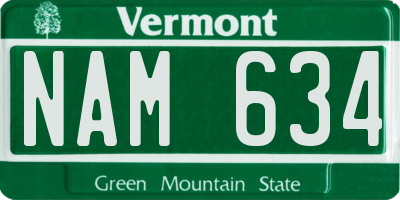 VT license plate NAM634