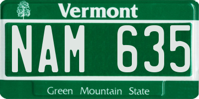 VT license plate NAM635