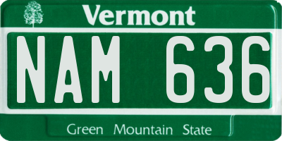 VT license plate NAM636