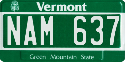 VT license plate NAM637