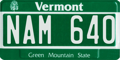 VT license plate NAM640