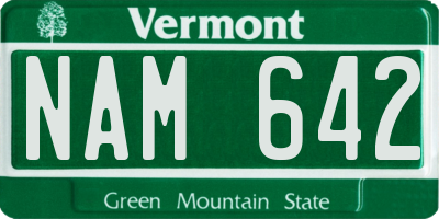 VT license plate NAM642