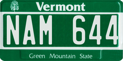 VT license plate NAM644