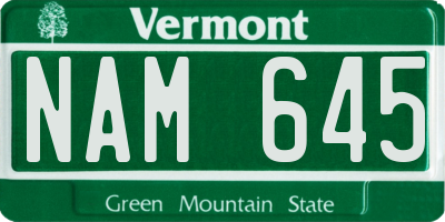 VT license plate NAM645
