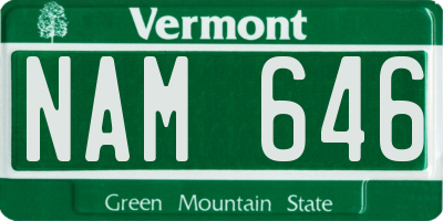 VT license plate NAM646