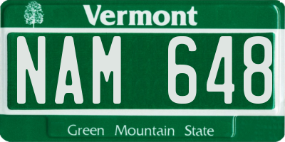 VT license plate NAM648