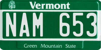 VT license plate NAM653
