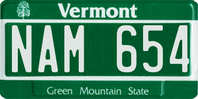 VT license plate NAM654
