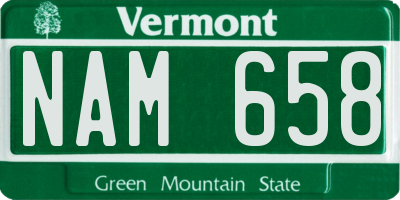 VT license plate NAM658