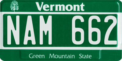 VT license plate NAM662