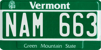 VT license plate NAM663