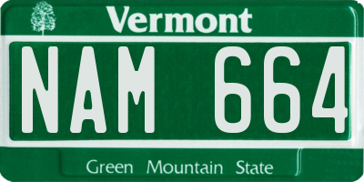 VT license plate NAM664